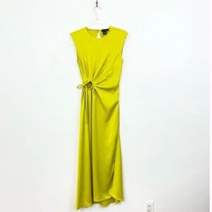 Olive Green House of Harlow Ruched Midi Dress- XS